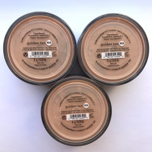 #NWT bareMinerals SPF15 Original Foundation Golden Tan W30 8g/0.28oz  - Lot of 3 - Picture 1 of 2